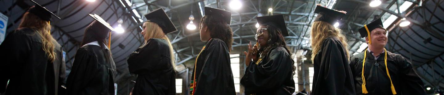 students lined up for graduation